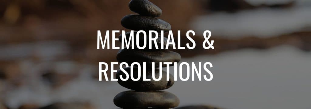 Memorials and Resolutions